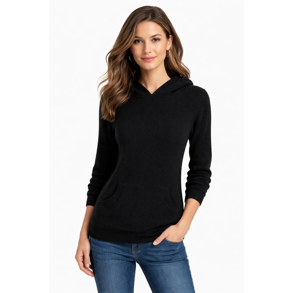Lilly‎ Pulitzer Hoodie Women Small Black Cashmere Blend Knit Sweater Preppy